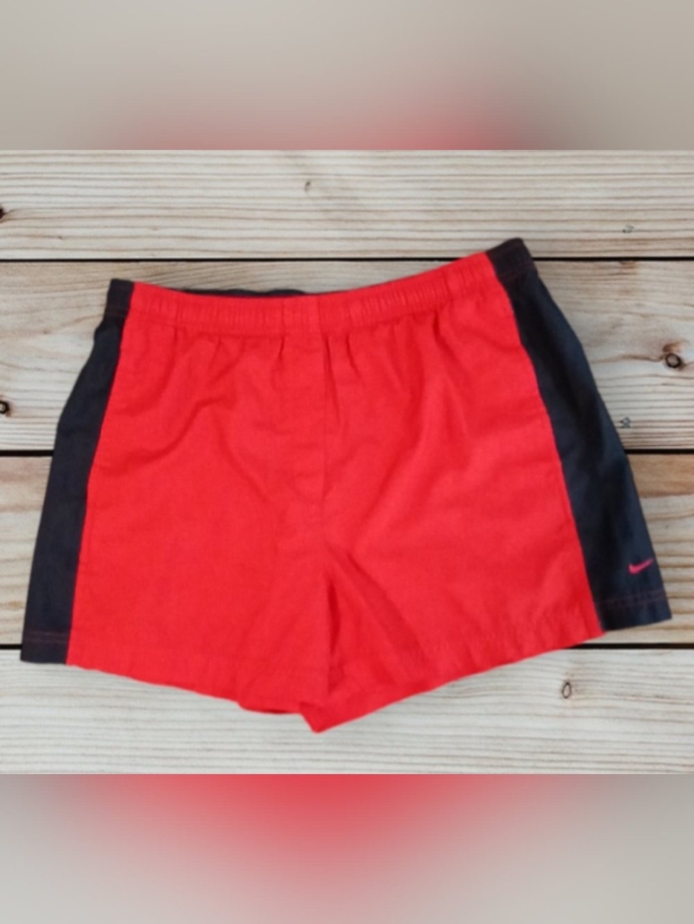 Nike Red Athletic Shorts with Black Side Panels